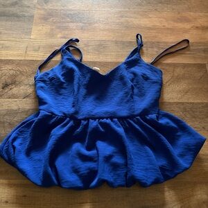 Chic Royal Blue Women's Peplum Blouse